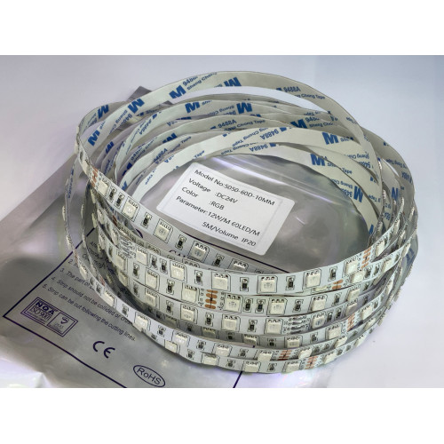 Светодиодная лента Led 60-10mm 24V RGB (12 W/m, IP20, 5060, 5m)  60 led на 1м