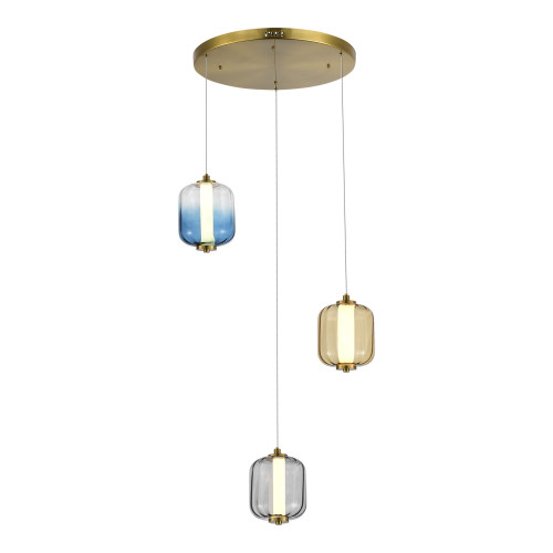 SL1193.303.03 Светильник подвесной ST-Luce Латунь/Янтарный,Дымчатый,Голубой LED 3*11,2W 3000K